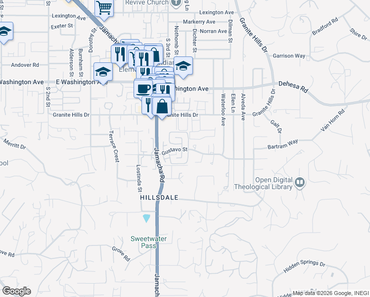map of restaurants, bars, coffee shops, grocery stores, and more near 995 Amistad Court in El Cajon
