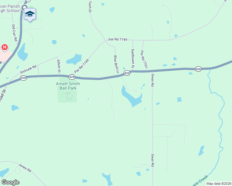map of restaurants, bars, coffee shops, grocery stores, and more near 153 Oakhaven Drive in Farmerville