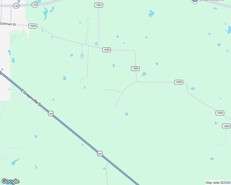 map of restaurants, bars, coffee shops, grocery stores, and more near County Road 1600 in Alba