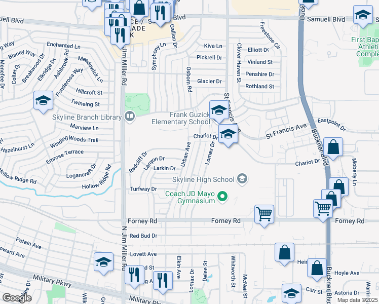 map of restaurants, bars, coffee shops, grocery stores, and more near 4938 Urban Avenue in Dallas