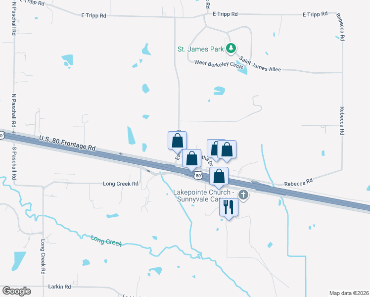 map of restaurants, bars, coffee shops, grocery stores, and more near 601 Watha Drive in Sunnyvale