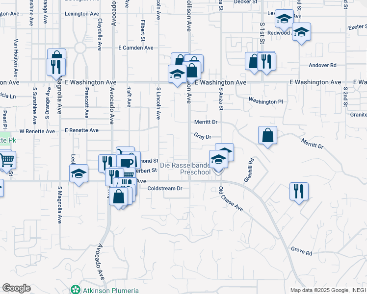 map of restaurants, bars, coffee shops, grocery stores, and more near 991 Billings Street in El Cajon