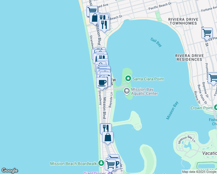 map of restaurants, bars, coffee shops, grocery stores, and more near 821 Portsmouth Court in San Diego