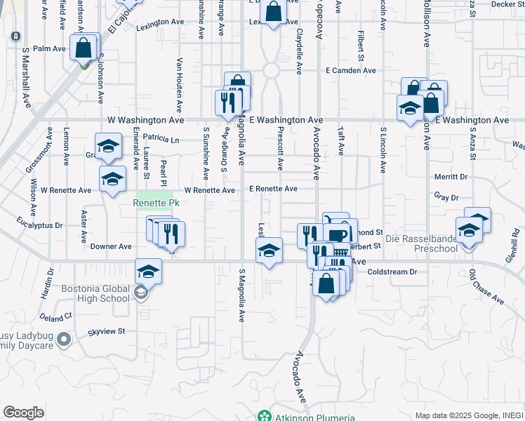 map of restaurants, bars, coffee shops, grocery stores, and more near 999 Leslie Road in El Cajon