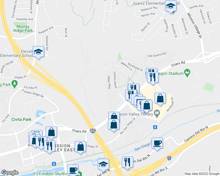 map of restaurants, bars, coffee shops, grocery stores, and more near 2538 Escala Circle in San Diego