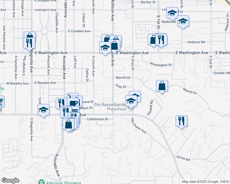 map of restaurants, bars, coffee shops, grocery stores, and more near 969 South Mollison Avenue in El Cajon
