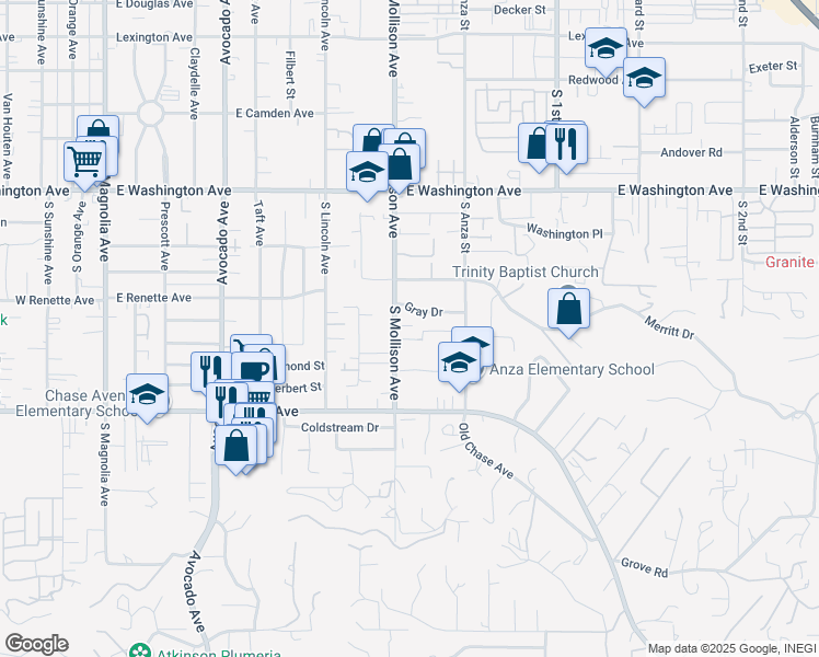 map of restaurants, bars, coffee shops, grocery stores, and more near 969 South Mollison Avenue in El Cajon