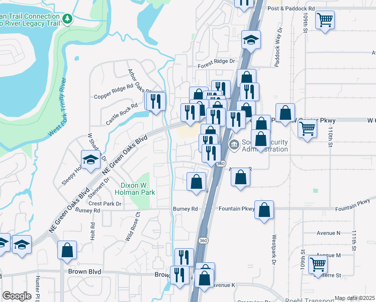 map of restaurants, bars, coffee shops, grocery stores, and more near 2706 Heather Hill Court in Arlington