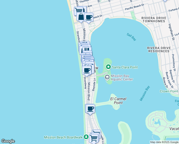 map of restaurants, bars, coffee shops, grocery stores, and more near 803 Pismo Court in San Diego