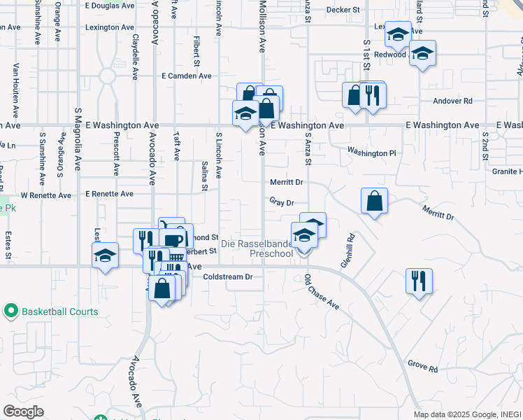 map of restaurants, bars, coffee shops, grocery stores, and more near 887 South Mollison Avenue in El Cajon