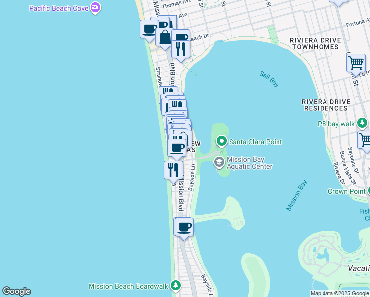 map of restaurants, bars, coffee shops, grocery stores, and more near 814-16 Pismo Court in San Diego