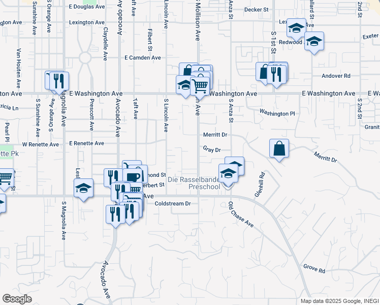 map of restaurants, bars, coffee shops, grocery stores, and more near 902 South Mollison Avenue in El Cajon