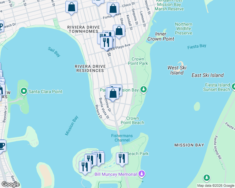 map of restaurants, bars, coffee shops, grocery stores, and more near 3549 Yosemite Street in San Diego
