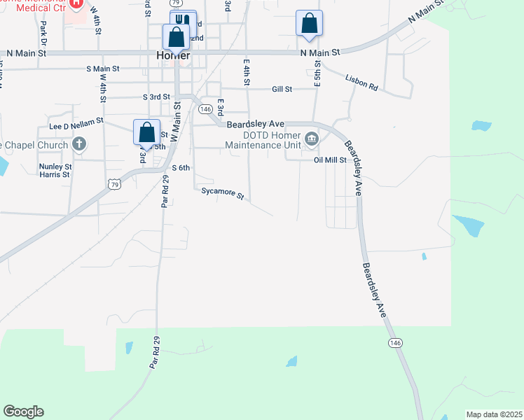 map of restaurants, bars, coffee shops, grocery stores, and more near 307 Sycamore Street in Homer