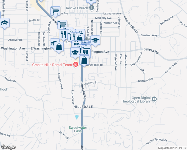 map of restaurants, bars, coffee shops, grocery stores, and more near 913 Amistad Court in El Cajon