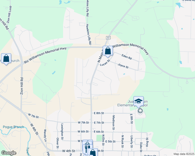 map of restaurants, bars, coffee shops, grocery stores, and more near 1826 North Main Street in Weatherford