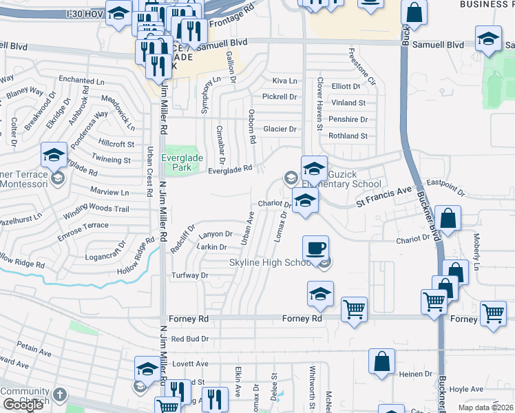 map of restaurants, bars, coffee shops, grocery stores, and more near 5032 Urban Avenue in Dallas