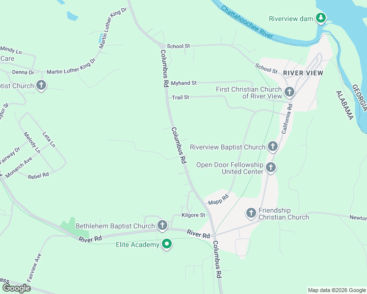 map of restaurants, bars, coffee shops, grocery stores, and more near 3358 Columbus Road in Valley