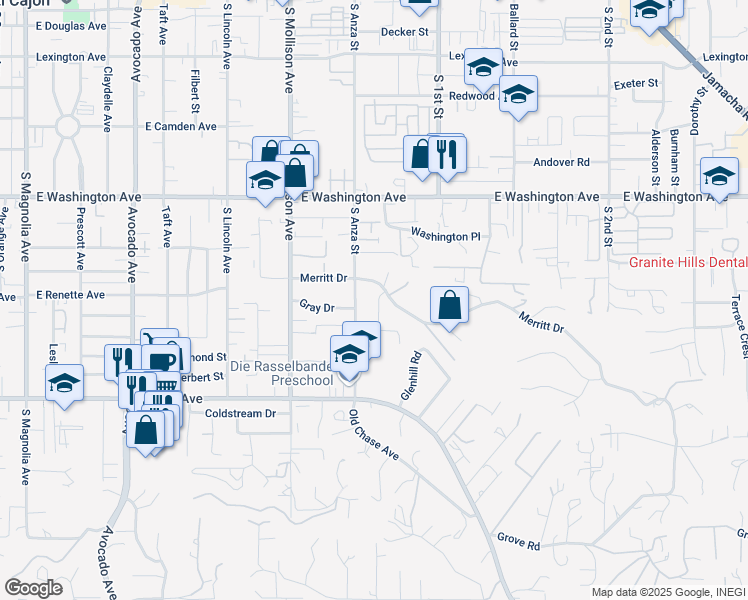 map of restaurants, bars, coffee shops, grocery stores, and more near 918 Harry Street in El Cajon