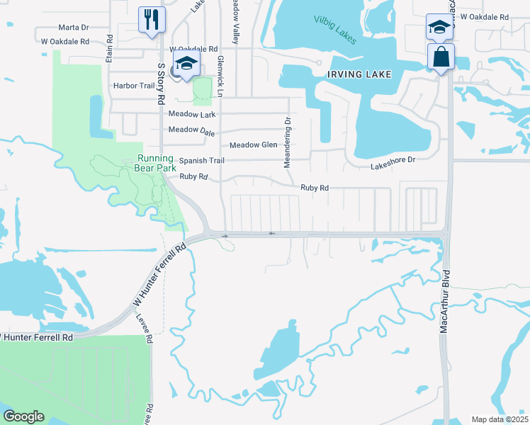 map of restaurants, bars, coffee shops, grocery stores, and more near 2728 Chaparral Street in Irving
