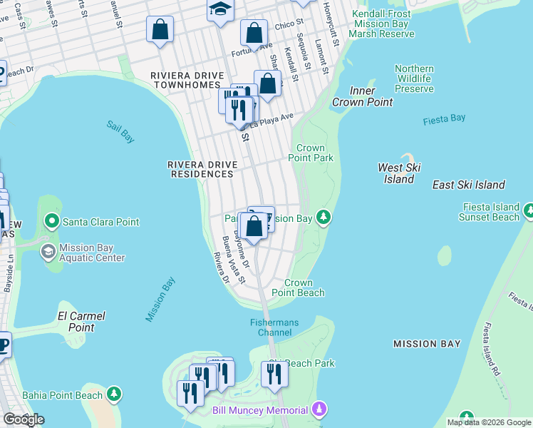 map of restaurants, bars, coffee shops, grocery stores, and more near 3549 Yosemite Street in San Diego