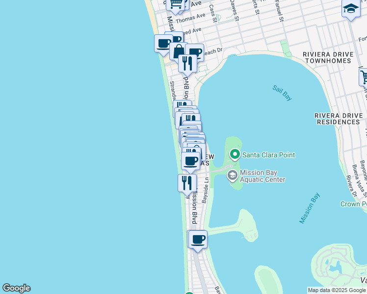 map of restaurants, bars, coffee shops, grocery stores, and more near 713 San Jose Place in San Diego