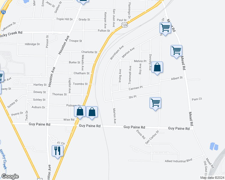 map of restaurants, bars, coffee shops, grocery stores, and more near 4356 Marion Avenue in Macon