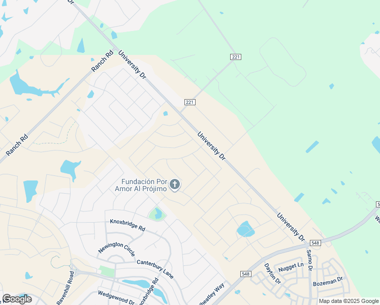 map of restaurants, bars, coffee shops, grocery stores, and more near 15617 University Drive in Forney