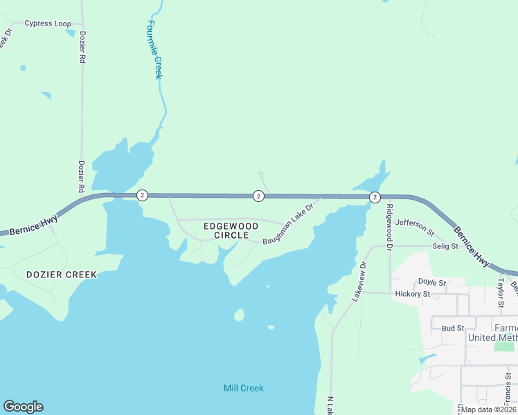 map of restaurants, bars, coffee shops, grocery stores, and more near 8876 Bernice Highway in Farmerville
