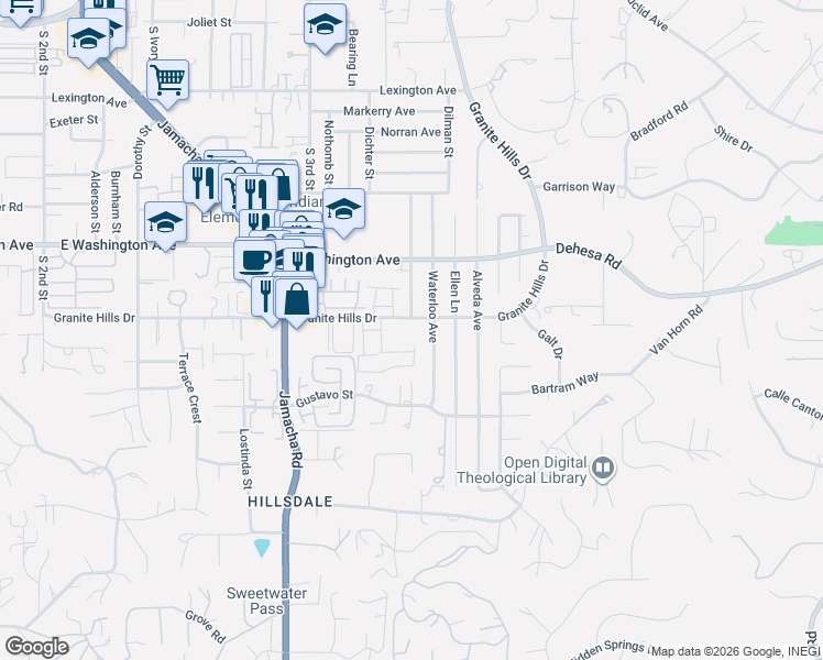 map of restaurants, bars, coffee shops, grocery stores, and more near 783 Nicholas Lane in El Cajon