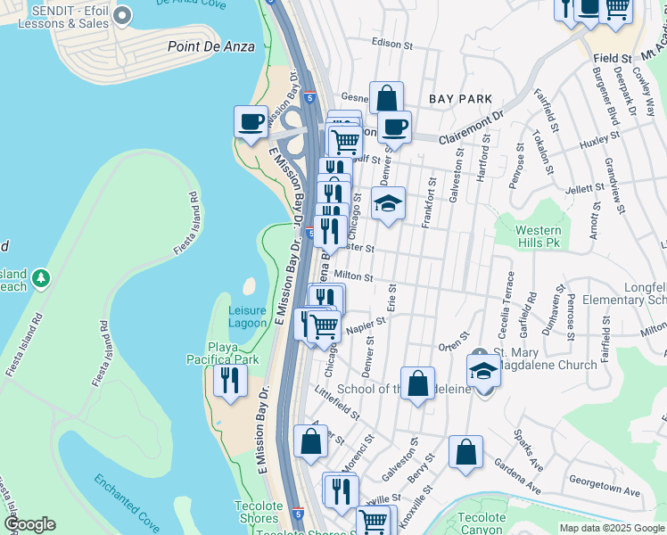 map of restaurants, bars, coffee shops, grocery stores, and more near 2236 Chicago Street in San Diego