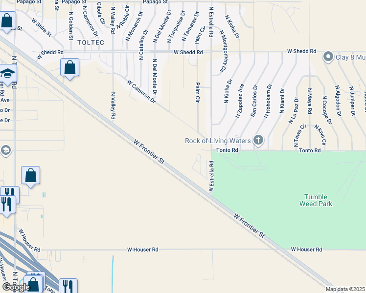 map of restaurants, bars, coffee shops, grocery stores, and more near 3110 Tonto Road in Eloy