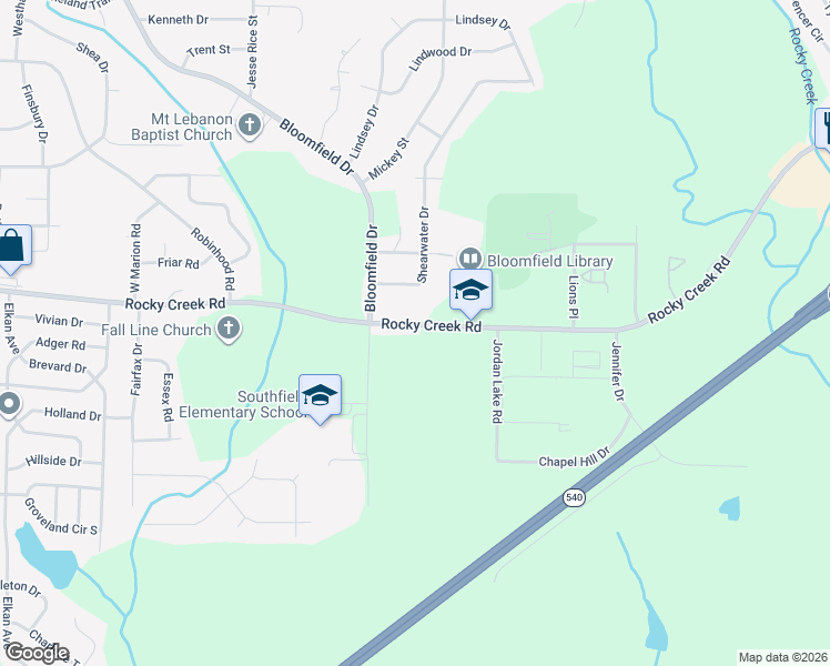 map of restaurants, bars, coffee shops, grocery stores, and more near 2002 Rocky Creek Road in Macon