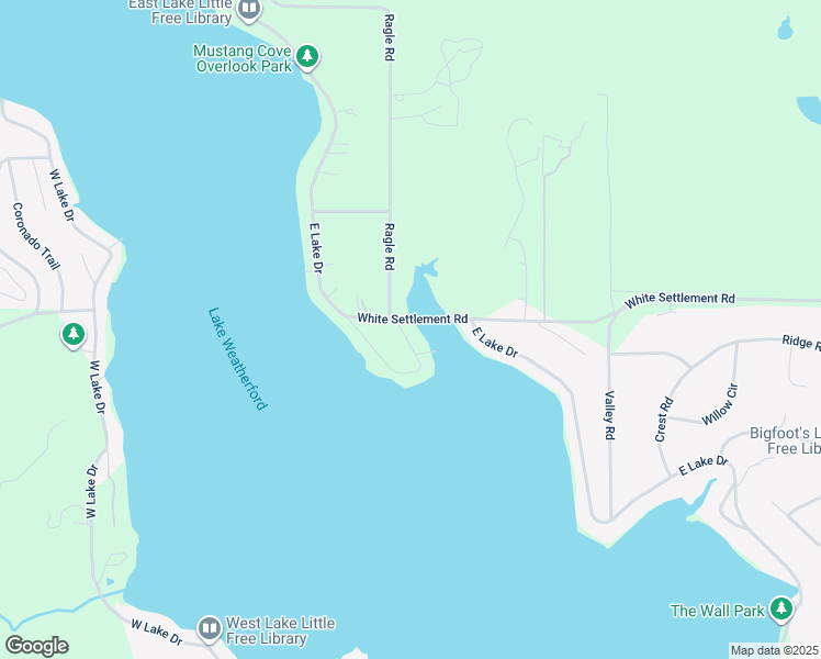 map of restaurants, bars, coffee shops, grocery stores, and more near 1705 East Lake Drive in Weatherford