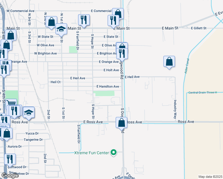 map of restaurants, bars, coffee shops, grocery stores, and more near 445 East Hamilton Avenue in El Centro