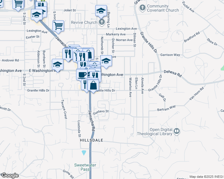 map of restaurants, bars, coffee shops, grocery stores, and more near in El Cajon