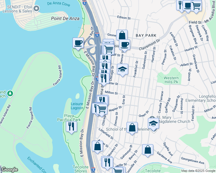 map of restaurants, bars, coffee shops, grocery stores, and more near 2236 Chicago Street in San Diego