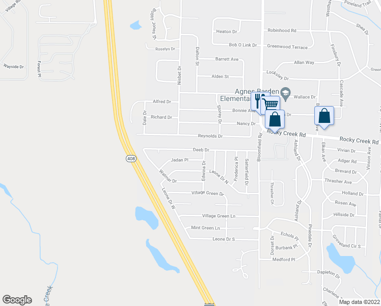 map of restaurants, bars, coffee shops, grocery stores, and more near 2832 Deeb Drive in Macon