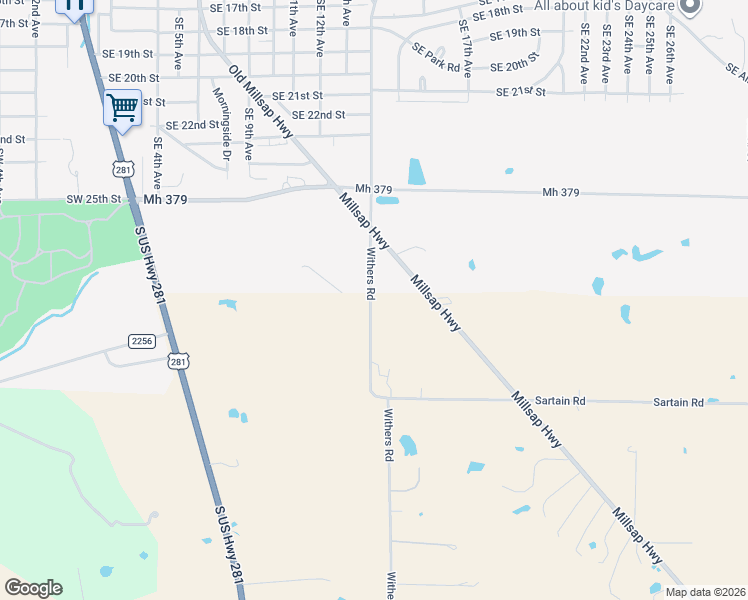 map of restaurants, bars, coffee shops, grocery stores, and more near 301 Withers Road in Mineral Wells