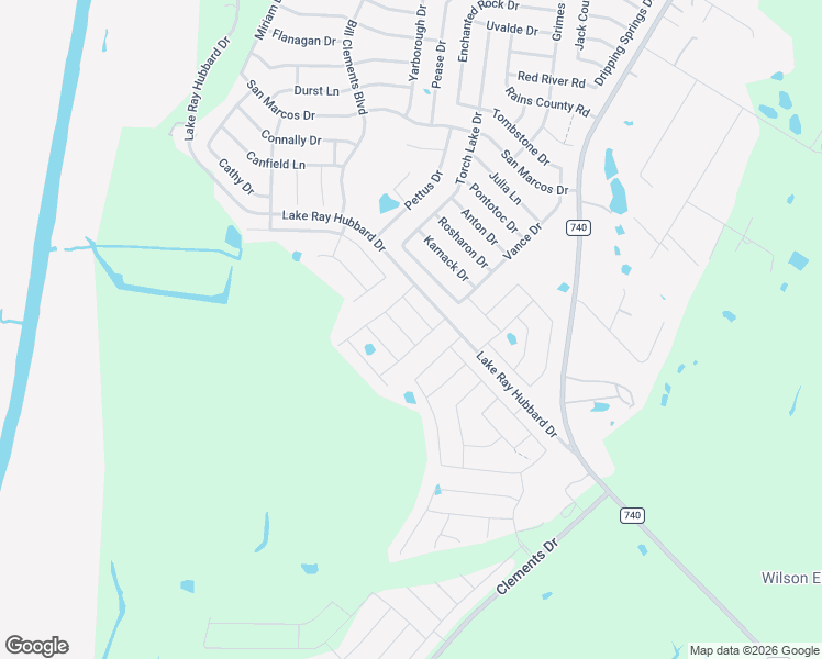 map of restaurants, bars, coffee shops, grocery stores, and more near 15345-15689 Lake Ray Hubbard Drive in Forney