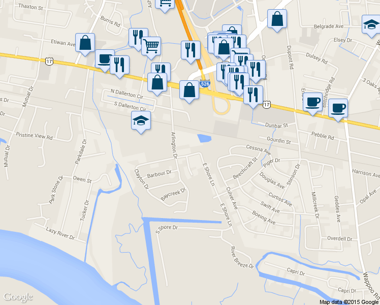 map of restaurants, bars, coffee shops, grocery stores, and more near 2064 Clayton Drive in Charleston