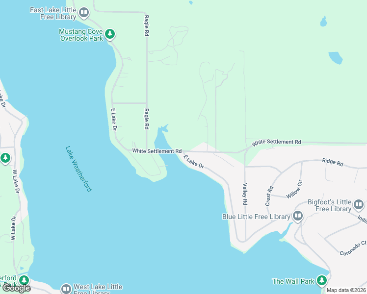 map of restaurants, bars, coffee shops, grocery stores, and more near 1633 East Lake Drive in Weatherford