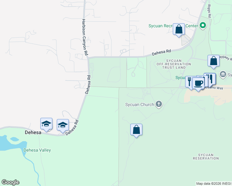 map of restaurants, bars, coffee shops, grocery stores, and more near 4829 Dehesa Road in El Cajon