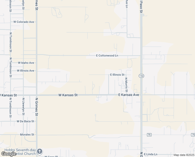 map of restaurants, bars, coffee shops, grocery stores, and more near 201 East Illinois Street in Hobbs