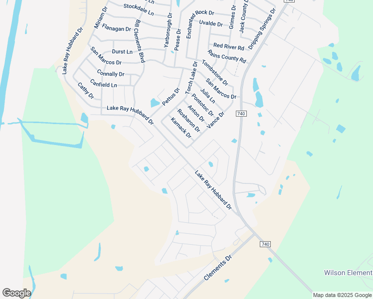 map of restaurants, bars, coffee shops, grocery stores, and more near 2411 Karnack Drive in Forney