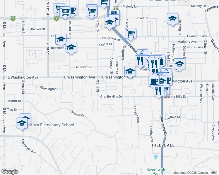 map of restaurants, bars, coffee shops, grocery stores, and more near 13 Laurel Lane in El Cajon