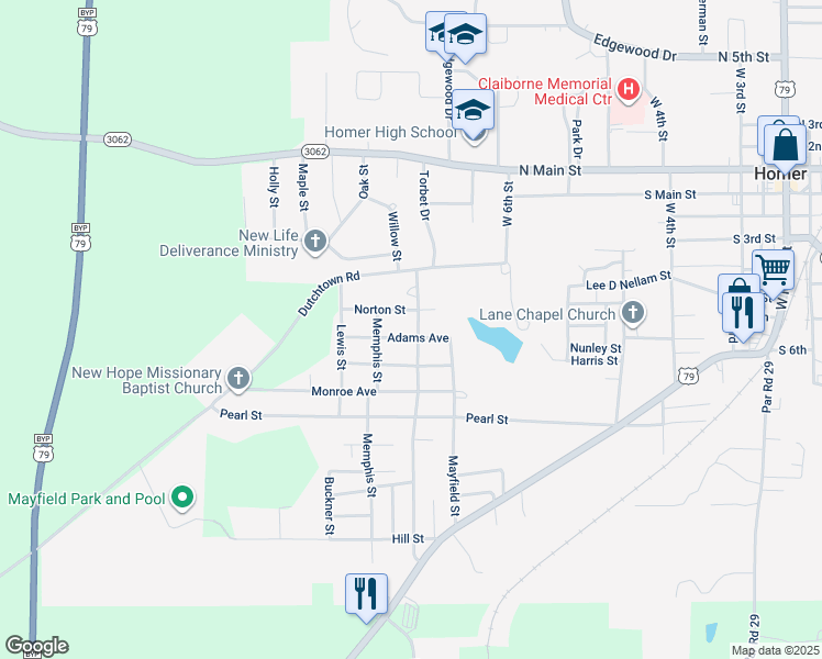 map of restaurants, bars, coffee shops, grocery stores, and more near 1309 Doctor Martin Luther King Junior Street in Homer