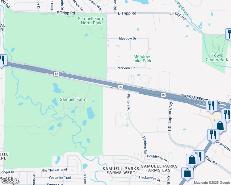 map of restaurants, bars, coffee shops, grocery stores, and more near 306 U.S. 80 Frontage Road in Sunnyvale