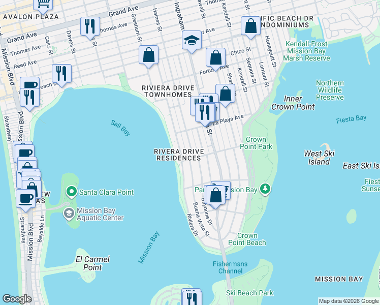 map of restaurants, bars, coffee shops, grocery stores, and more near 3705 Haines Street in San Diego