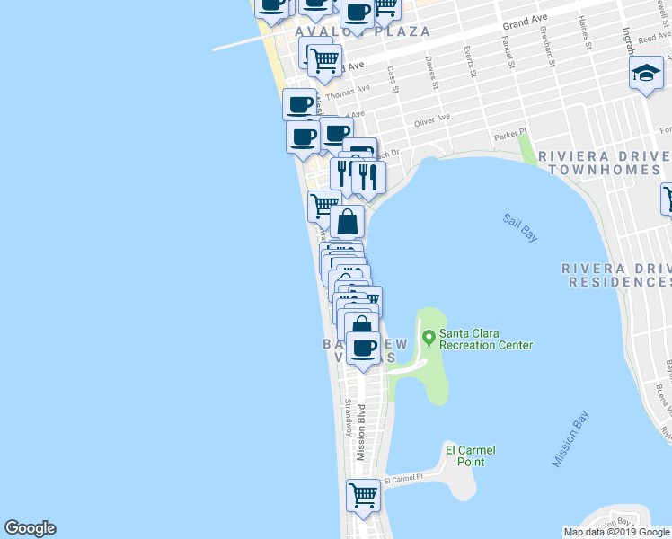 map of restaurants, bars, coffee shops, grocery stores, and more near 728 Vanitie Court in San Diego